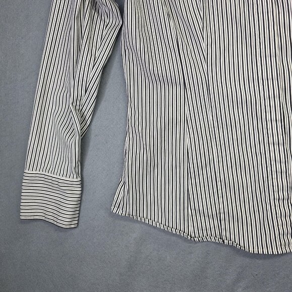 Talbots Shirt Womens 8 Small Black White Stripe Stretch Button Down Top Office - Picture 5 of 11